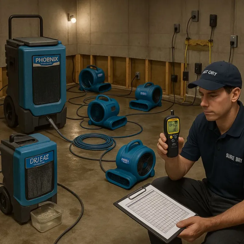 Structural Drying and Dehumidification process in Garland, TX